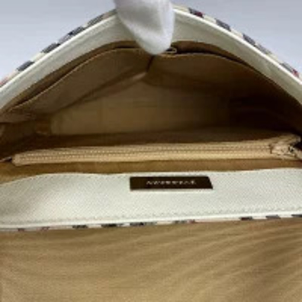 Burberry Check Shoulder Bag Crossbody Canvas White Beige - Picture 6 of 6